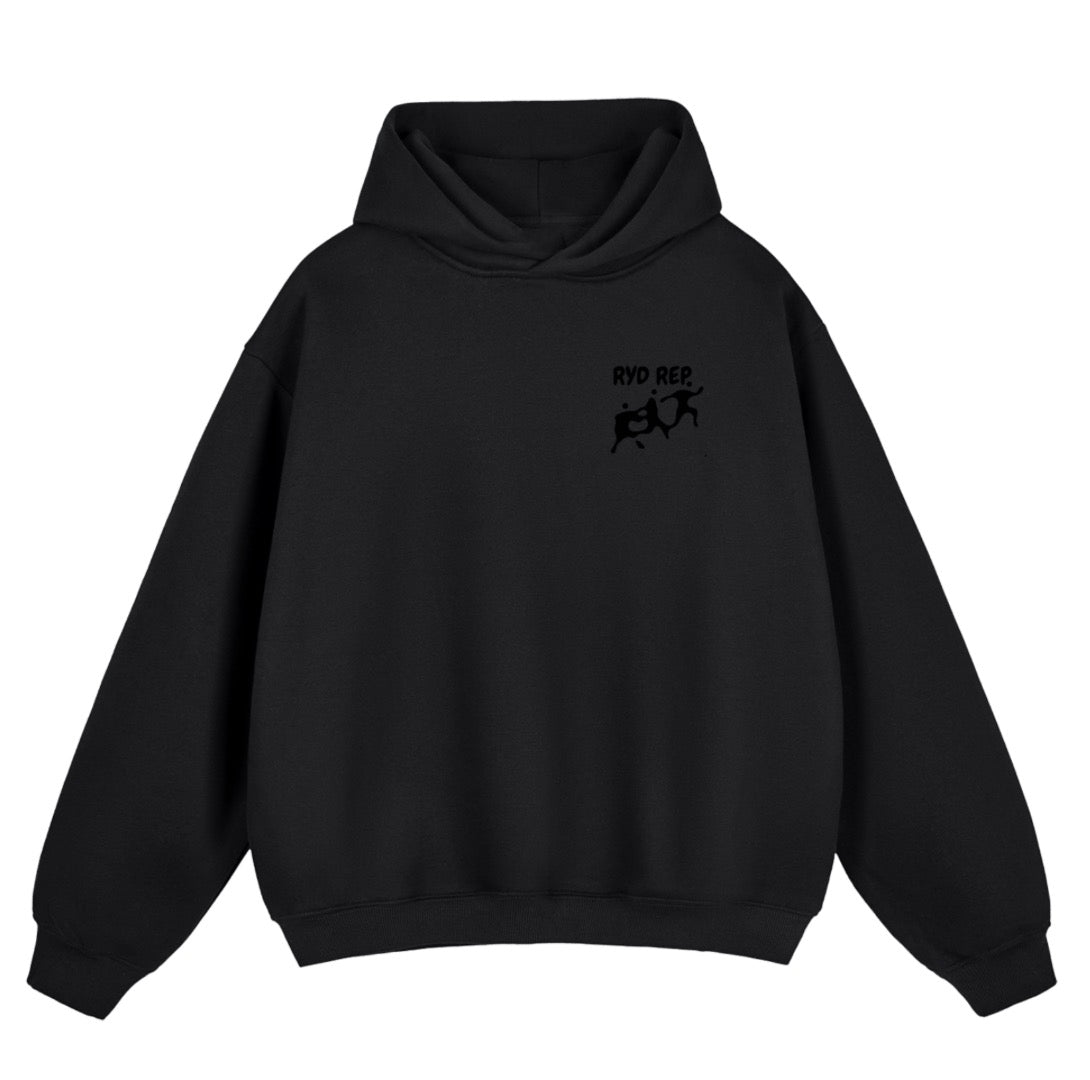Black RYD REP Fleeced Boxy Hoodie